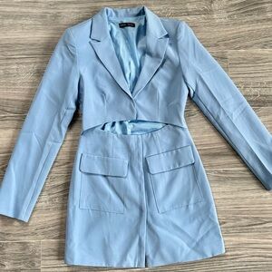 Pastel Blue Cut-Out Blazer Mini Dress XS